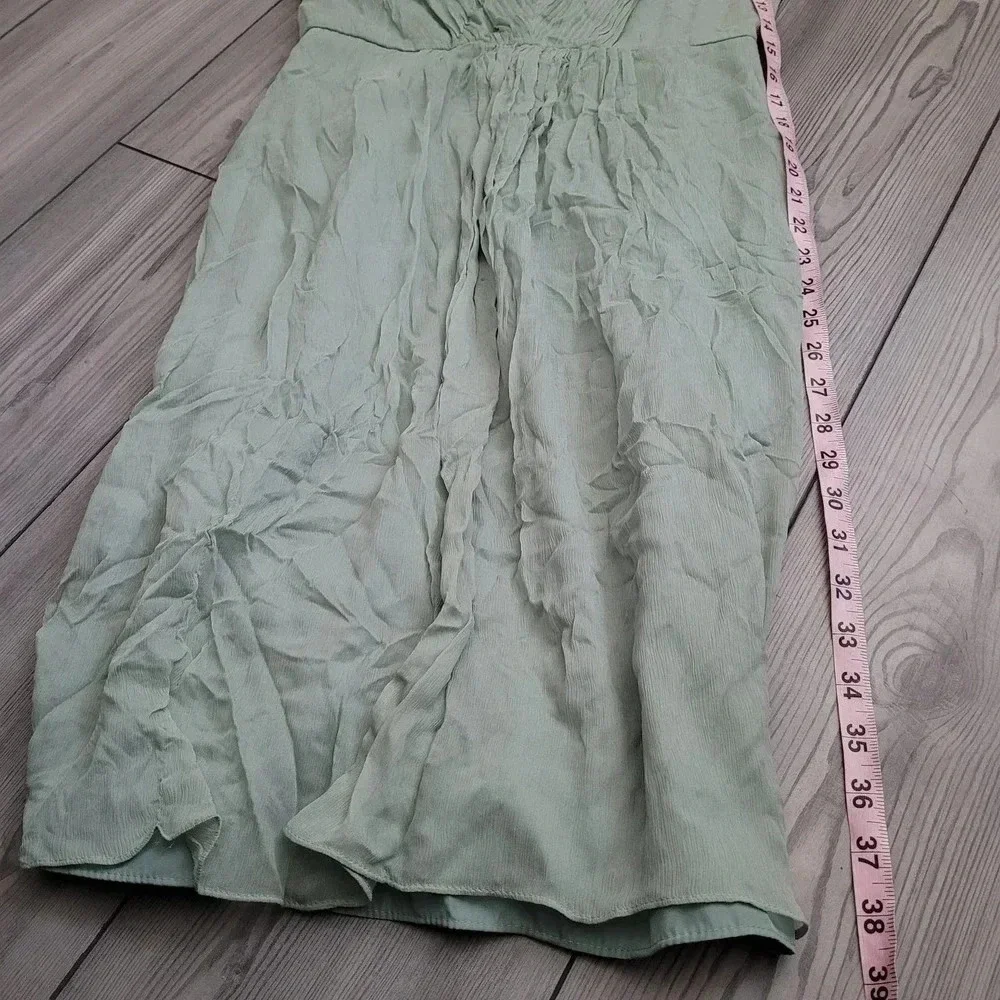 J.CREW Women's Mini Heidi Dress 4 Gray Solid 100% Silk Ruffle Sleeveless V-Neck